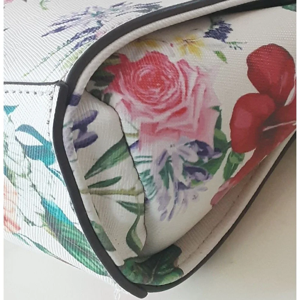STEVE MADDEN Textured Faux Leather Summer Floral Crossbody Bag